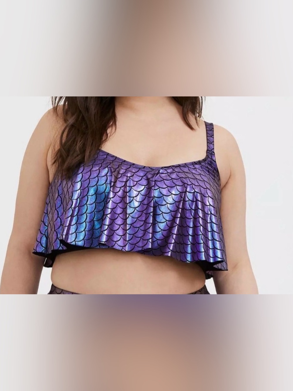 Torrid Iridescent Purple Holographic Mermaid Scale Bikini Top Sz 1 (14/16/1x)